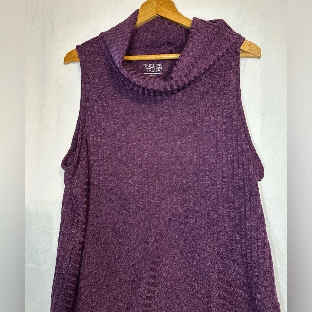 Time and Tru Women’s Classic Purple Turtleneck Tank Sweater size XXL 2XG (20)